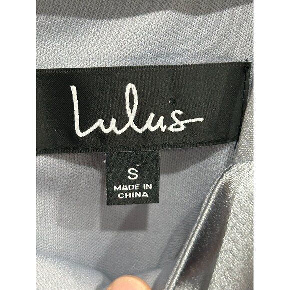 Lulus NWT Silver Satin Halter Tiny Dancer Short Skater Dress Sz Small - Picture 5 of 8